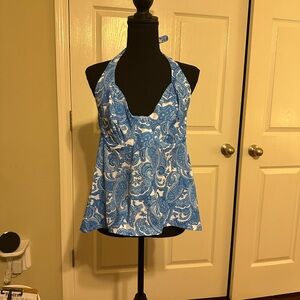 Blue Paisley tankini w/L bottoms